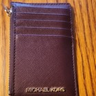 Michael Kors Burgundy Card Wallet With Zipper And Logo Credit Card Folding Women