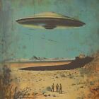 Ufo Western Desert Wall Art  Retro Sci-fi Alien Poster  Uap Roswell Crash Decor