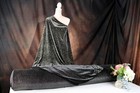 Black-gold Glitter Velvet Fabric 4 Way Stretch By The Yard Ssvg-black-gold