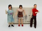 Lot Set 3 Vintage Dollhouse Miniature Bendable Rubber Dolls Man Women Girls Box