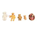 Vintage German Miniature Teddy Bear Wagner Tabby Cat In Basket 6 Piece Lot
