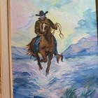 Pilar Wayne Original Handmade Western Cowboy Painting Framed It Is 19 X16 Frame