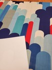Awesome Rare Vintage Mid Century Retro 70s 60s Blue Red Wht Hills Lrg Fabric 