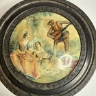 Vintage Metal glass Vanity Powder Jar Mirror Under Lid 1 75    High 4 5    Across