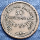 Civil War Token 1863 Time Is Money Exingency Hussweys Post New York  103672