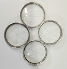 Set Of 4 Antique Webster  marked Sterling  Silver Etched Glass Crystal Coasters
