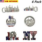 6 Pack Silver New York Souvenir Metal Fridge Ny Magnets Set Nyc s Most Famous