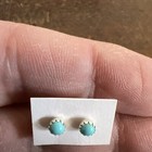Native American Navajo Turquoise Dot Stud Earrings Sterling Silver Zuni Stunning