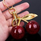Blue Crystal Cherry Pendant Keychain For Coach Shoulder Handbag Women Bag Charm