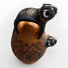 Cusco Peru Jaguar Vessel Hand Painted Clay Folk Art Pottery Vintage 8   