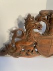 Carved Mahogany Plaque Coat Of Arms Crest With Horse