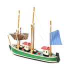 Vintage Wooden Model Ship - Handcrafted Fisherman Boat - Maritime Decor - 17 Cm