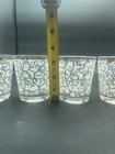 Vintage Set 6 Mcm Rocks Glasses Cocktail Drink Glass White   Gold Crackle Paint