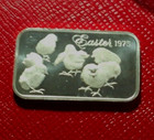 1975 Easter-chicks Bar 1 Troy Oz 999 Fine Silver By Madison Mint