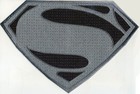 7 8  X 11 7  Xlarge Embroidered Superman Man Of Steel Pewter   Black Chest Patch