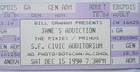 Jane s Addiction 1990 Ritual De Lo Habitual Tour Unused Concert Ticket-pixies
