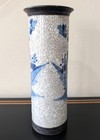 Antique Chinese Blue   White Porcelain Crackle Glaze Vase Figures 11 5 
