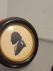 Vintage George   Martha Washington Silhouette Pair Round Black Domed Glass Frame