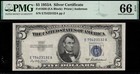 1953a  5 Silver Certificate Pmg 66epq Blue Seal Gem Uncirculated