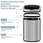 13 Gal Kitchen Bin Automatic Sensor Office Trash Can Stainless Touch Free W  Lid