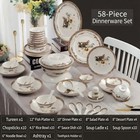 58-pc Greek Horse Luxury Bone China Dinnerware Set  Designer Premium Porcelain
