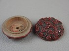 Japanese Carved Cinnabar Lacquer Incense Box Floral Motif With Netsuke Antique
