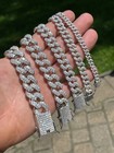Real Miami Cuban Link Chain Iced Moissanite Solid Sterling Silver Necklace