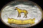 Tony Lama Horse German Silver Trophy Award Vintage Belt Buckle