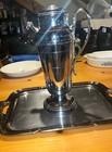 Vtg Cocktail Shaker Farberware Chrome Krome Kraft Art Deco With Tray