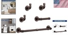 Rustic 5-piece Bathroom Set  Towel Bar  Toilet Paper Holder    Hooks In Bronze