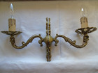 French A Pair Of  Gold Bronze Wall Light Sconces Nicely Patterned Vintage