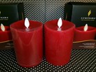 Set 2 Flameless Candle Luminara Real Flame Effect Candles Battery Timer Red