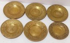 Hand Carved Antique Persian Lot Of 6 Pcs Brass Vintage Copper Tea Coffee Saucers