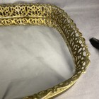 Vintage Mirror Tray Gold Tone Filigree Ornate 16    Oval Mirrored Vanity Perfume