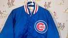     Vtg 80s Starter Chicago Cubs Blue Satin Bomber Jacket Size Large