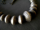 Old Native American Navajo Pearls Sterling Silver fluted Bead Necklace 162g 30 