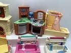 Fisher Price Loving Family Dollhouse Lot Kitchen Island Fireplace Bath Chair Bed