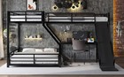 L Shaped Twin Xl Over Queen Bunk Bed With Twin Size Loft Bed  Metal Triple Bunk