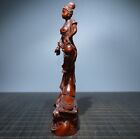 Chinese Antique Boxwood Carved Beautiful Woman Statue Sculpture Home Decor Art