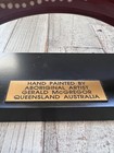 Australia 14     Boomerang Hand Painted signed Aboriginal Artifact W stand