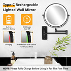 Rechargeable Wall Mounted Lighted Makeup Mirror  8 Inch 10x Magnifying Mirror Wi