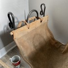 Vtg Firewood Log Carrier Rack Fireplace Wood Holder Suede Carrier Folding