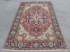 Rare Antique Heriz Rug 7x10  Vintage Oriental Rug  Large Rug Serapi Colorful