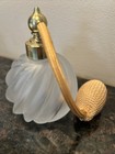 Vintage Frosted Glass Perfume Bottle W atomizer 11