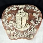 Vintage Incolay Stone Pink Classical Relief Jewelry Trinket Box Hinged 7 w
