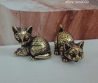 Vintage Pair Of Vintage Solid Brass Cats Figurines  Home Decor Statues