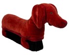 Antique Steiff Dachshund Clothes Brush Austria Red Velvet Glass Eyes 9 Inch