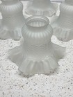Vintage Frosted Glass Tulip Lamp Shade Embossed Ruffled 2 25    Fitter Art Deco