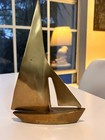 Set Of 3 Vintage Brass Sailboats Nautical Sea Boating Boats Mid-century Decor G8