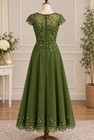 Olive Green Tea Length Dress Mother Of The Bride groom bridesmaid Formal Sz 6